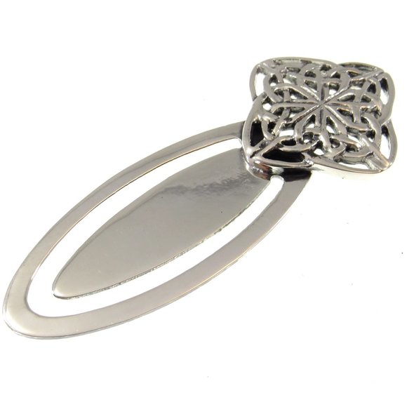 Solid 925 Sterling Silver Celtic Quaternary Knot Bookmark, Irish Page Marker - Picture 7 of 8